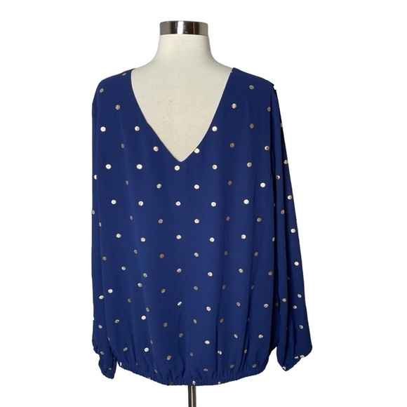 Torrid Blue Polka Dot Criss-Cross Top, Size 1 (XL) - Picture 2 of 5